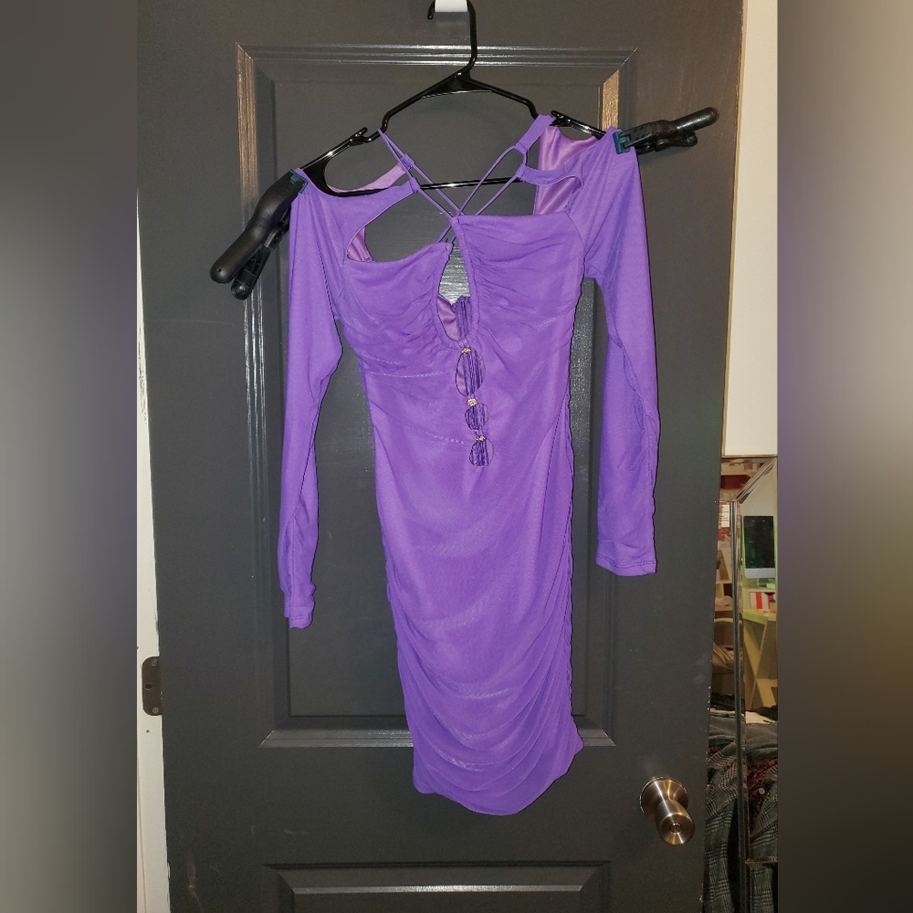 Purple Bodycon Cut Out Dress